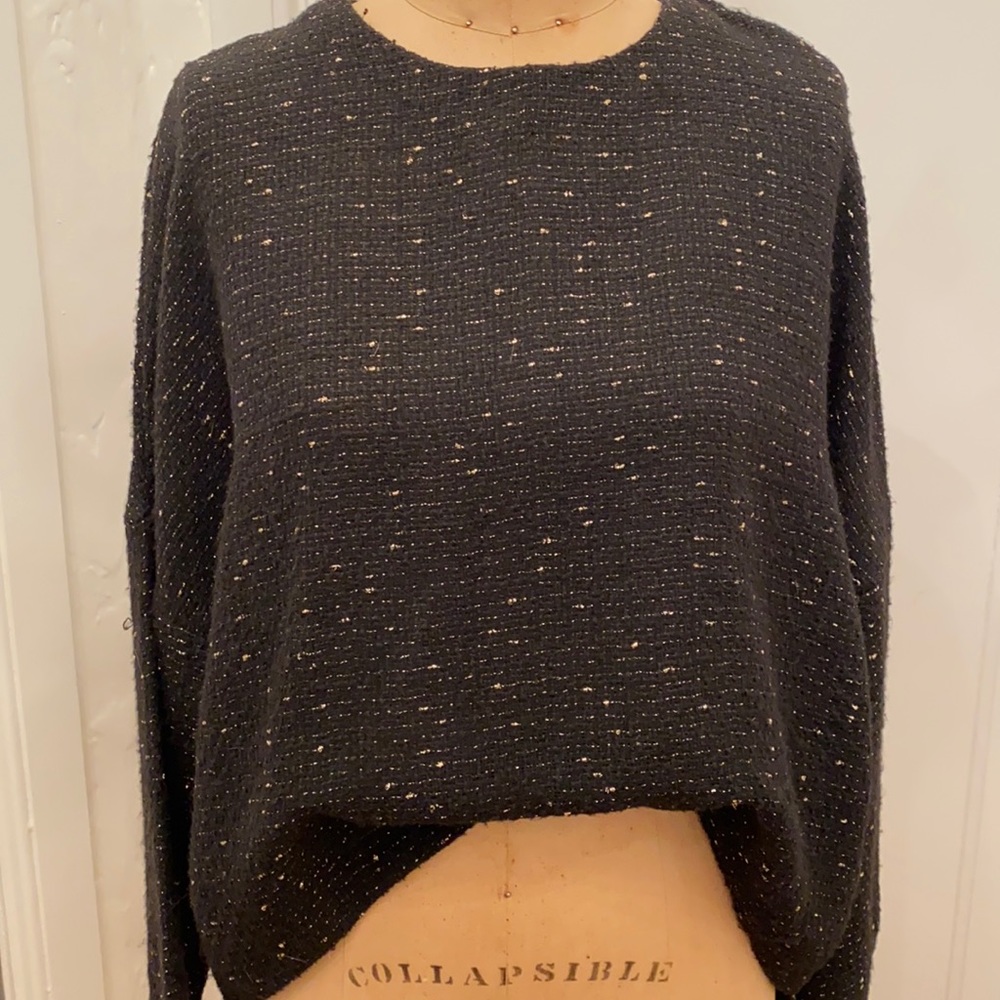 Zara black and metallic gold top size L